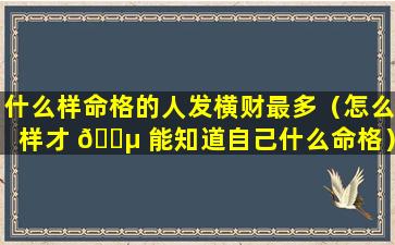 什么样命格的人发横财最多（怎么样才 🌵 能知道自己什么命格）